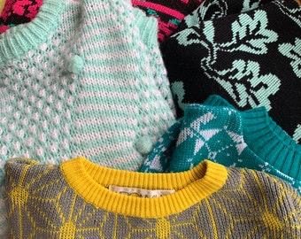 Womens Vintage Mystery Box  Clothing Haul Bundle 6 or more in each box! A mix of  Knit Sweater Pullover Sweatshirts Cardigans