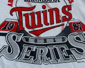 Sudadera vintage de los años 80 de los Minnesota Twins, campeones de la MLB y de la Serie Mundial, color gris jaspeado.
