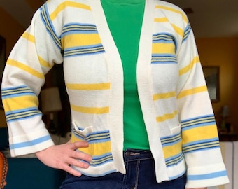 Vintage 70s striped cardigan pocket sweater by JcPenny