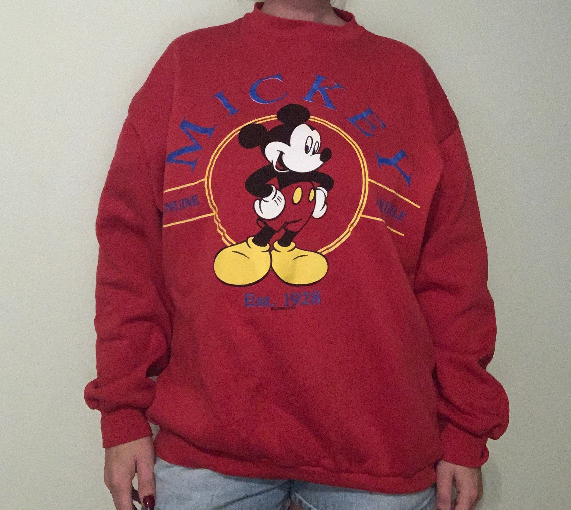 Vintage 90s classic Mickey Mouse Genuine Article red pullover 