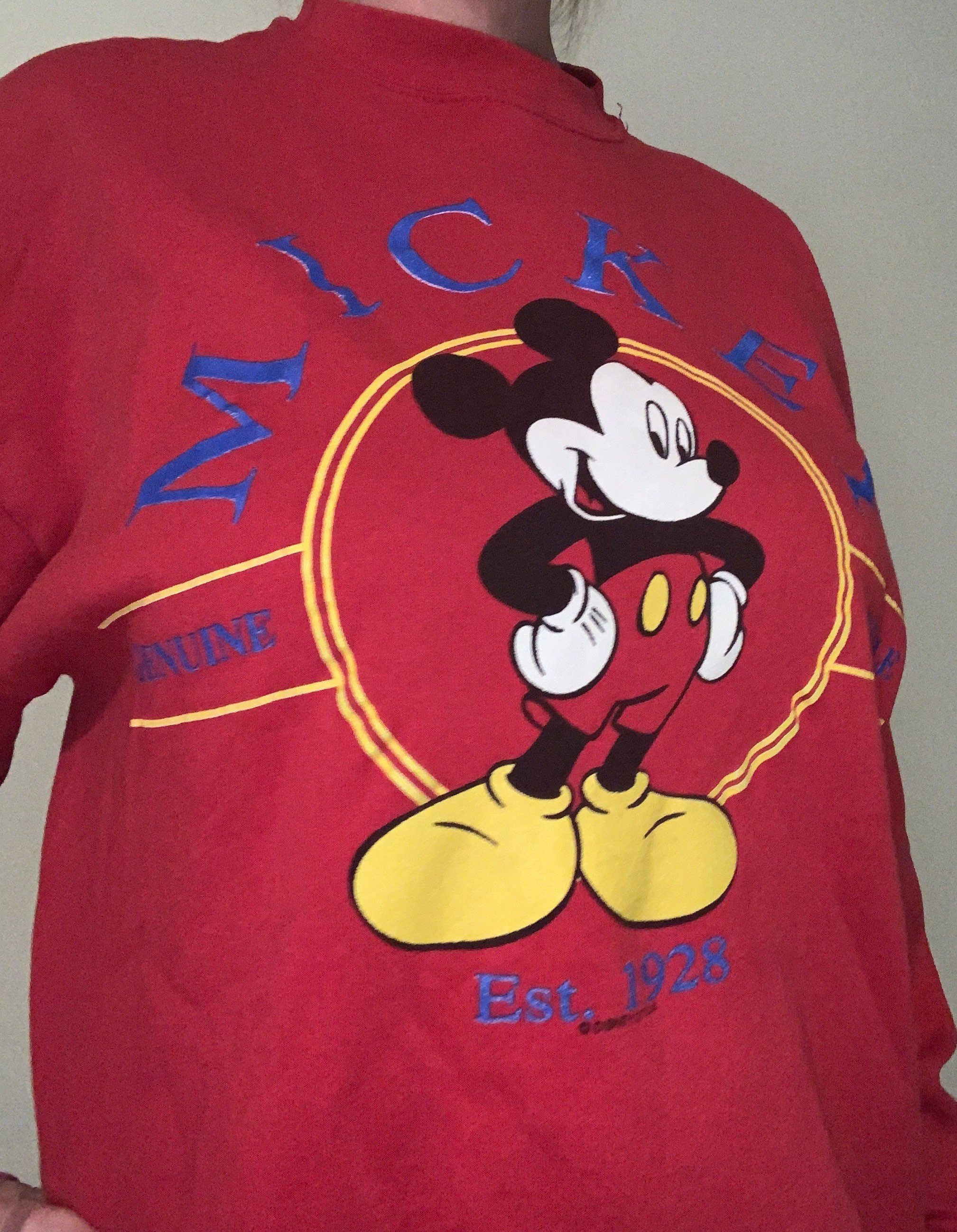Vintage 90s classic Mickey Mouse Genuine Article red pullover 