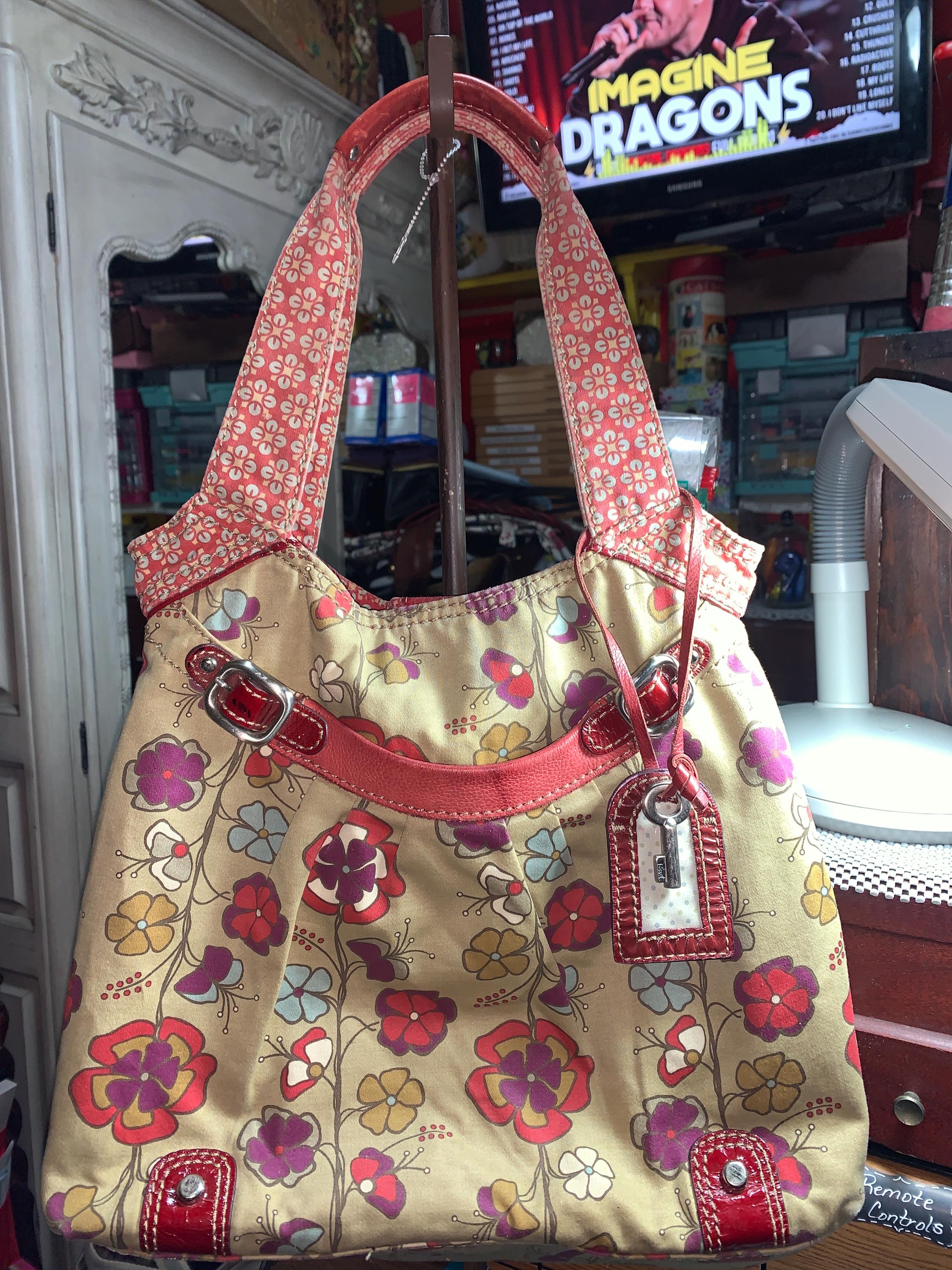 Fossil Convertible Floral Monogram Print Leather‎ Backpack Satchel Purse Bag Fossil Elina Small Backpack – Floral Logo Brown Leather main image 3