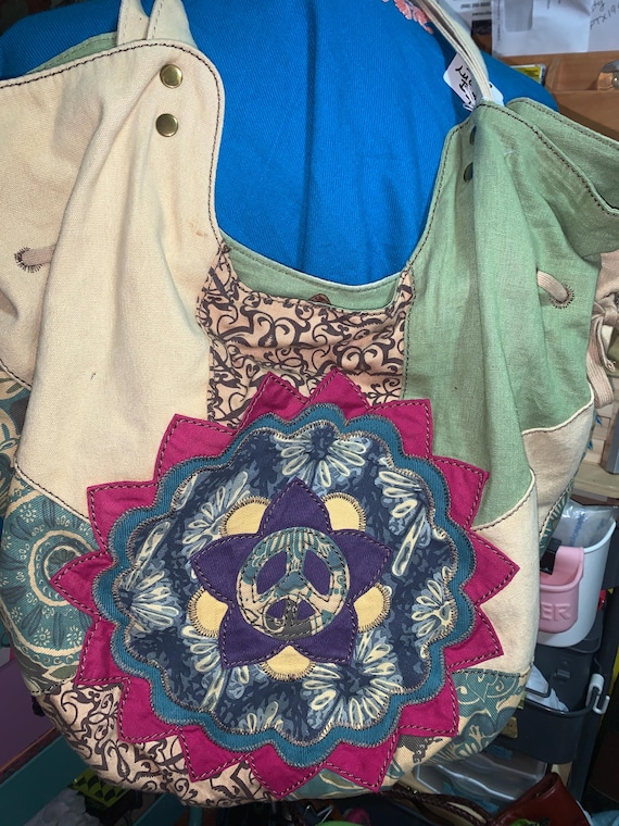 Lucky Brand Peace Sign canvas tote bag