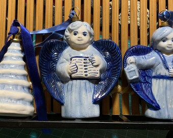 Blue and white Christmas ornaments