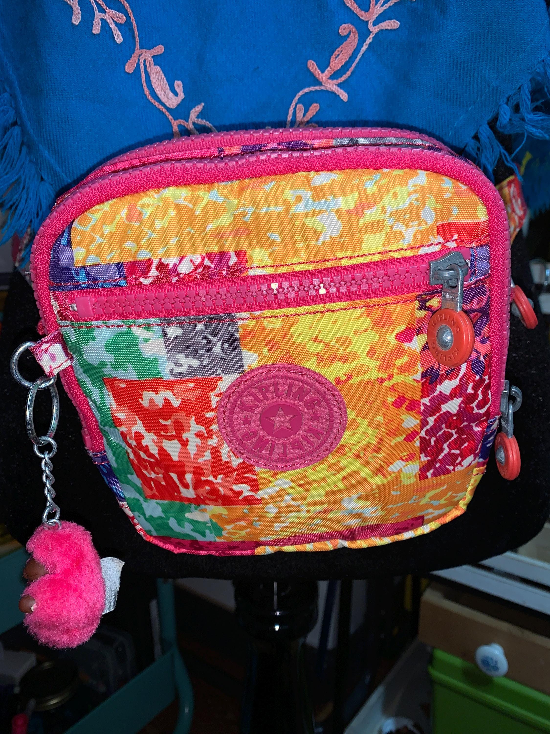 Kipling Mosaic Red and Metallic Pink Bag Set Kipling Tote Bag Purse Pink Red Molde Shoulder Zip Top Charm  main image 2