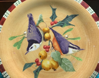 Vintage Lenox salad plate with Christmas birds: Winter Greetings Everyday Nuthatch