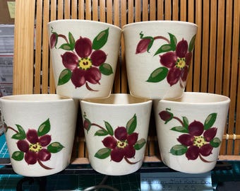 Hand decorated made in California set of 5 Juice glasses