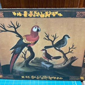 Vintage cork backed placemats with bird motif. SET of 4