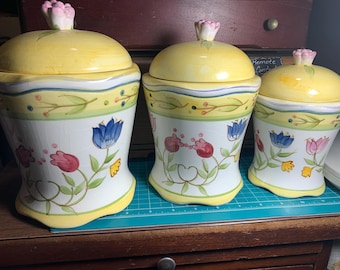Set of 3 Kitchen Canisters by Century