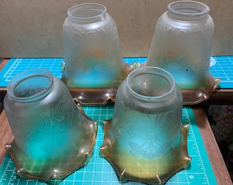 Glass lamp shades for ceiling fans or lamp fixtures. Set of 4