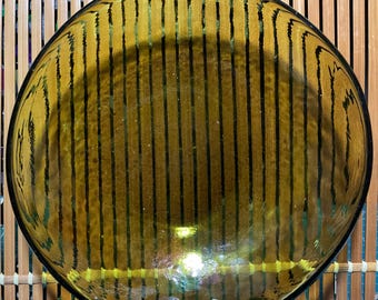 Vintage ART glass bowl olive green