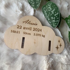 Carte de naissance personnalisé, idée cadeau naissance bébé fille garçon. gravé