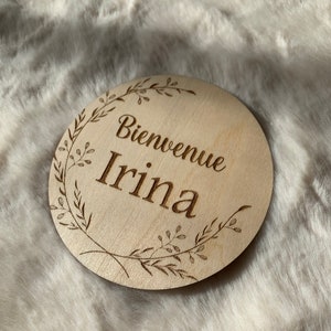 Lot cartes étapes personnalisées fleurie, cadeau naissance bébé. En bois.