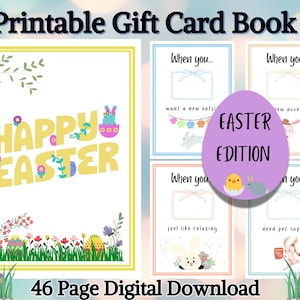 Carnet de cartes-cadeaux de Pâques. Une idée cadeau à imprimer unique, parfaite pour tout le monde ! Offrez des cartes-cadeaux plus amusantes et plus attentionnées !