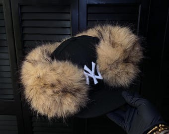 Fur Wrap around Fitted Hat