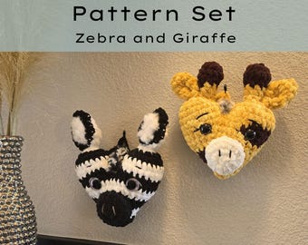 Schema per realizzare all'uncinetto zebra e giraffa, amigurumi in formato PDF
