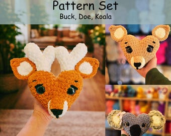 Deer and Koala animal crochet pattern set, amigurumi PDF