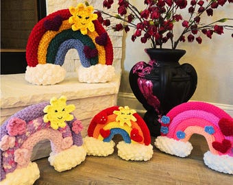Rainbow Cloud Crochet Pattern, Amigurumi home decor Plushie PDF