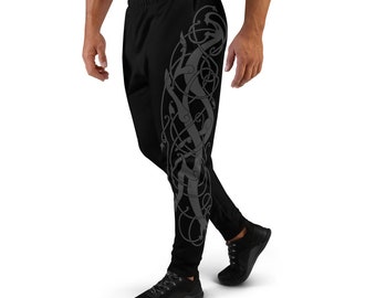 Men's Urnes Style Knotwork Dragons Joggers Celtic Viking Nordic