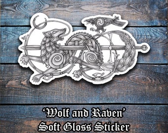 Wolf and Raven - Celtic and Norse Inspired Knotwork Sticker