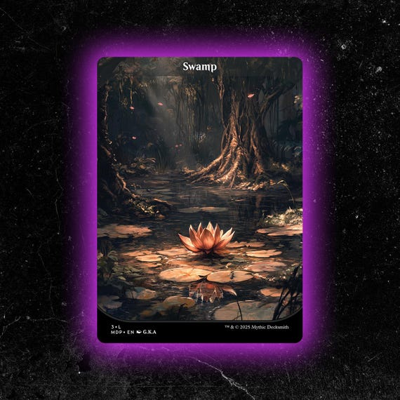 沼(ロータスランド) 4枚セットSwamp (The Lotus Lands) Swamp - Custom Full Art Basic Land for Card - Etsy