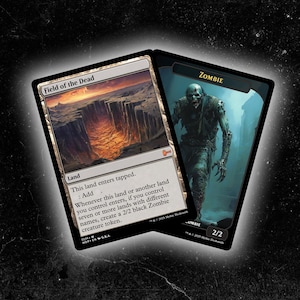 Campo de los Muertos + Ficha Zombie - Tarjeta Proxy personalizada de Magic: The Gathering: ¡de alta calidad, duradera y asequible!