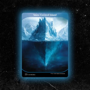 Isla cubierta de nieve: tierra básica personalizada con arte completo para la carta Magic: The Gathering: ¡de alta calidad, duradera y asequible!