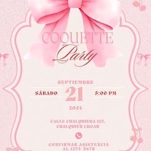 Plantilla Invitación de Cumpleaños Estilo Coquette Editable en Canva | Uitnodiging voor digitale romantiek en elegante mp4