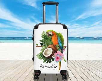 Parrot Suitcase – Vibrant Tropical Luggage | Fun Carry-On Spinner | Colorful Bird Travel Bag | Exotic Vacation Suitcase | Bold Beach Travel