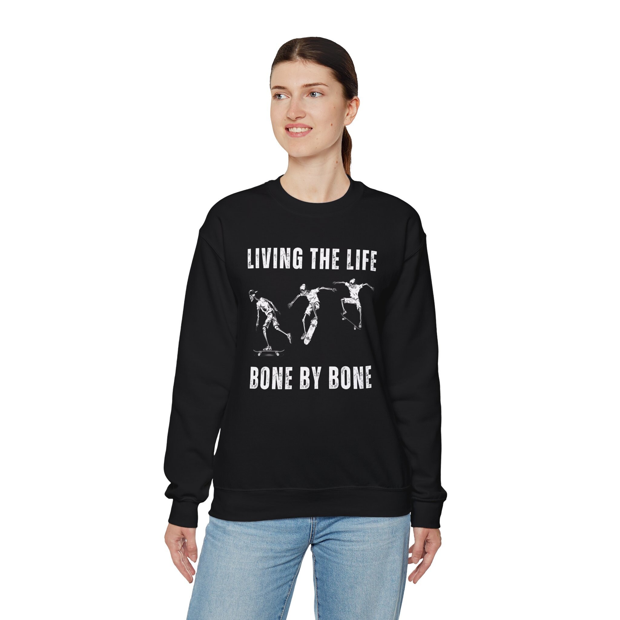 Skeleton Skater Sweatshirt, Bone Skater Crewneck Skeleton Skater Sweatshirt, Bone Skater Crewneck