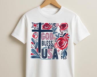 God Bless the USA | Floral Unisex Comfort Colors Tee
