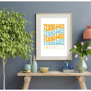 Knoxville Tennessee Retro Art Print: Orange and Blue (Instant Download)