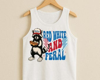 Red, White, & Feral | Funny Unisex America Comfort Colors Tank