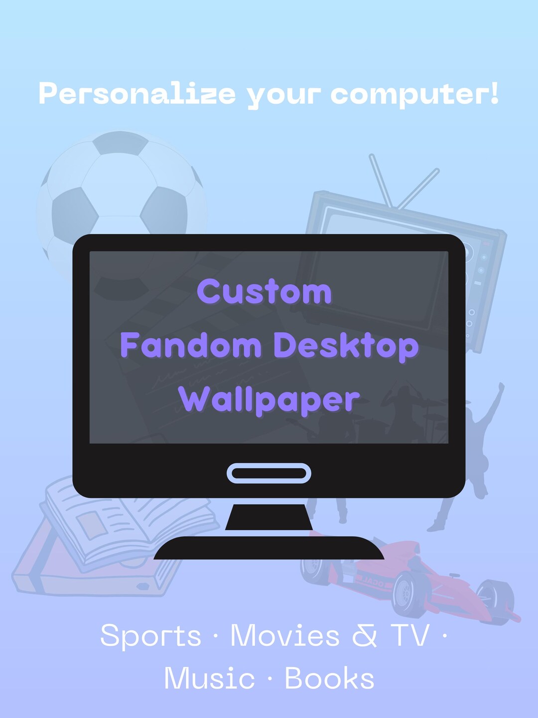 Custom Desktop Background - Personalized Computer Wallpaper, Digital ...