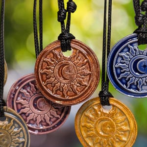 Halvmåne Sol och stjärna Cottagecore Keramiskt vaxsigill Hänge Hippie Nyckfullt Choker Justerbart Snodd Halsband Lera Berlocker