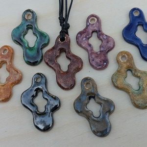 Handmade Ceramic Wavy Shining Star Pendant Y2K Style Boho Hippie Whimsical Choker Adjustable Black Corded Necklace Clay Charms Jewelry