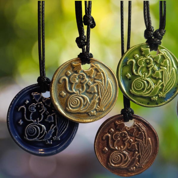 Maus Schnecke Maiglöckchen Cottagecore Keramik Wachssiegel Anhänger Hippie Skurril Choker Verstellbare Kordel Halskette Clay Charms Celestial