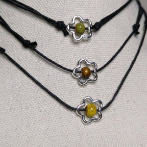 Blumen Perlen Keramik Perle Charme Boho Hippie Wunderlich Y2K Einstellbar Schwarz Seil Schnur Halsband Halskette Schmuck Geschenk