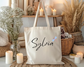 Personalized Name Tote Bag, Cotton Canvas Gift Tote
