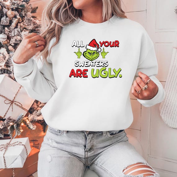 Pull Grinch Moche De Noël - Sweat Polaire Drôle Pour Femme, Famille, Sweatshirt Chaud Hiver