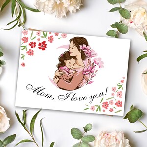 Muttertagskarte, alles Gute zum Muttertag, Blumendruck, Sofort download, Geschenk für Mama, Fertige Karte, Liebeskarte, Printable Blanko Karte