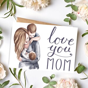 Carte « Je t'aime maman », carte de maman géniale, téléchargement immédiat, carte postale maman et bébé, carte imprimable pour maman, carte postale minimaliste, maman et enfants