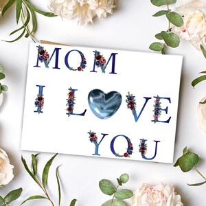 Tarjeta digital del Día de la Madre, Tarjeta plegable, Feliz Día de la Madre, Descarga instantánea, Tarjeta minimalista, Tarjeta imprimible en blanco, Tarjeta de felicitación