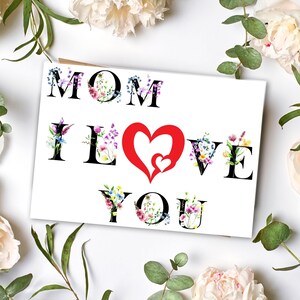 Tarjeta digital del Día de la Madre, tarjeta imprimible del Día de la Madre, descarga digital, tarjeta floral, feliz día de la madre, tarjeta con carta, tarjeta minimalista