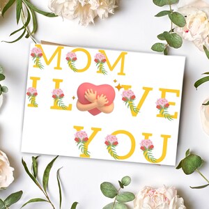 Tarjeta imprimible con flores silvestres para el Día de la Madre, tarjeta floral, tarjeta de felicitación bohemia, estilo cottagecore, imprimible, digital, saludo para mamá, feliz Día de la Madre