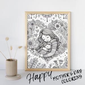 Muttertags Malbuch, Geschenk für Mama, Malbuch für Mama, Sofort Download, Zeichnung zu Ehren von Mama, Postkarte an Mama, Muttertagsblätter