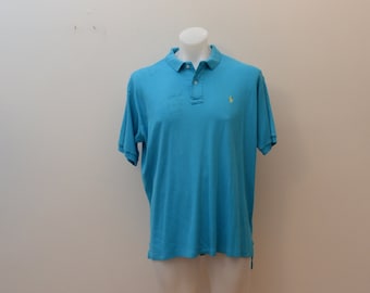 on sale Vintage Blue RALPH LAUREN POLO Shirt Short Sleeve Size xxl made in usa 100% cotton