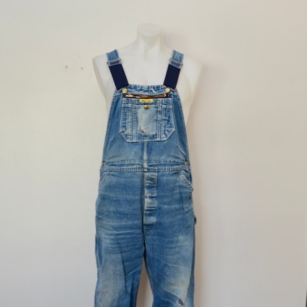 Vintage Workn' Sport OVERALLS distressed work wear Made in USA Size 40 X 30