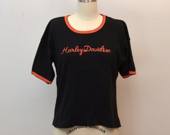 on sale Vintage Harley Davidson Women's Black T-Shirt Tee Shirt Size XL Made in USA