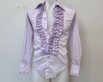 Vintage AFTER SIX tuxedo shirt PURPLE size x-small 80's